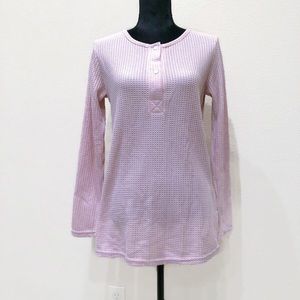 🌻Chellysun Henley long slv waffle side slit tee